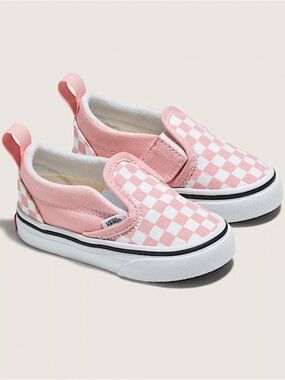 NWOT Vans Kids Classic Slip-On Checkerboard Sneakers - Pink & White